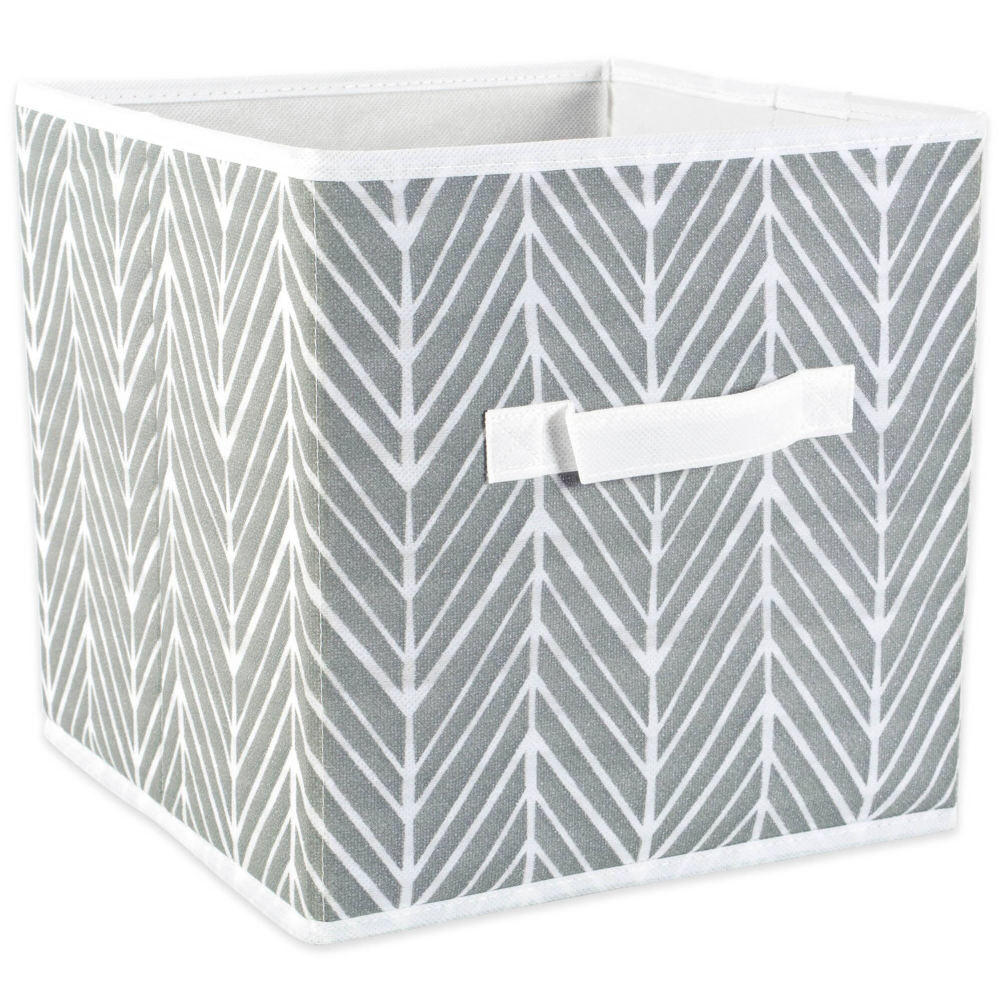 DII® 11" Gray Herringbone Square Non-Woven Fabric Cubes, 4ct.